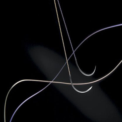 Picture of Suture with Needle Monosyn® Absorbable Uncoated Violet Suture Monofilament Glyconate Size 4 - 0 45 cm Suture 1-Needle 19 mm Length 3/8 Circle Reverse Cutting NeedleC0022444