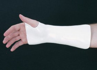 Picture of Cock-Up Wrist Splint with Thumb Hole Pre-Cut Thermoplastic Left or Right Hand White Medium / Large5646