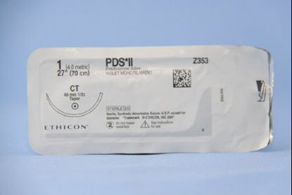 Picture of Suture with Needle PDS™ II Absorbable Uncoated Violet Suture Monofilament Polydioxanone Size 1 27 Inch Suture 1-Needle 40 mm Length 1/2 Circle Taper Point NeedleZ353H