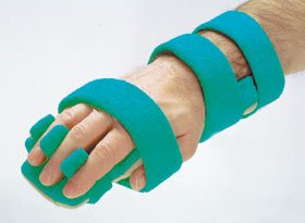 Picture of Grip Splint Orthosis AliMed® ULTRApadded™ Padded Foam / Terry Cloth / Wire Left or Right Hand Turquoise One Size Fits Most510327
