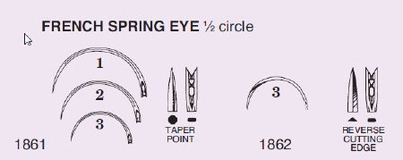 Picture of Suture Needle Anchor™ 1/2 Circle Taper Point Needle French Spring Eye Type Size 2 Needle1861-2R