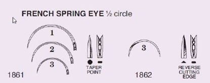 Picture of Suture Needle Anchor™ 1/2 Circle Taper Point Needle French Spring Eye Type Size 2 Needle1861-2R