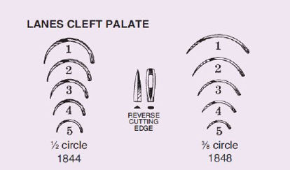 Picture of Suture Needle Anchor™ 3/8 Circle Reverse Cutting Needle Lane's Cleft Palate Type Size 4 Needle1848-4R