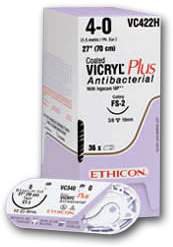 Picture of Antibacterial Suture without Needle Coated Vicryl™ Plus Braided Polyglactin 910 with Irgacare MP Antibacterial Suture Absorbable Coated Size 2 - 0 54 Inch SutureVCP615H