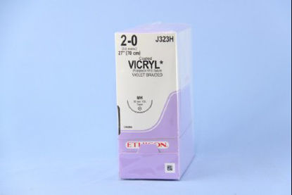 Picture of Suture with Needle Coated Vicryl™ Absorbable Coated Violet Suture Braided Polyglactin 910 Size 2 - 0 27 Inch Suture 1-Needle 36.4 mm Length 1/2 Circle Taper Point NeedleJ323H