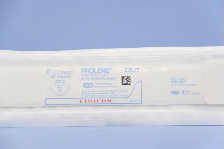 Picture of Suture with Needle Prolene™ Nonabsorbable Uncoated Blue Suture Monofilament Polypropylene Suture Size 0 18 Inch Suture 1-Needle 26 mm Length 1/2 Circle Taper Point NeedleC827G