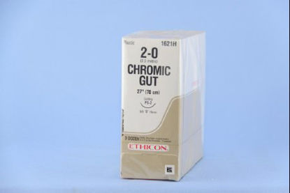 Picture of Suture with Needle Absorbable Uncoated Undyed Suture Chromic Gut Size 2 - 0 27 Inch Suture 1-Needle 19 mm Length 3/8 Circle Precision Point - Reverse Cutting Needle1621H