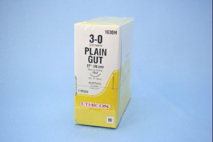 Picture of Suture with Needle Absorbable Uncoated Undyed Suture Plain Gut Size 3 - 0 27 Inch Suture 1-Needle 19 mm Length 3/8 Circle Precision Point - Reverse Cutting Needle1630H