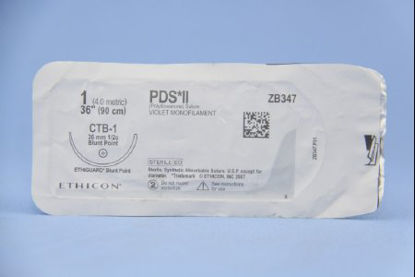 Picture of Suture with Needle PDS™ II Absorbable Uncoated Violet Suture Monofilament Polydioxanone Size 1 36 Inch Suture 1-Needle 36.4 mm Length 1/2 Circle Blunt Point NeedleZB347