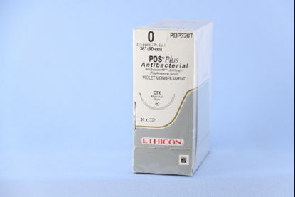 Picture of Antibacterial Suture with Needle PDS Plus™ Absorbable Uncoated Violet Suture Monofilament Polydioxanone with Irgacare MP Antibacterial Suture Size 0 36 Inch Suture 1-Needle 48 mm Length 1/2 Circle Taper Point NeedlePDP370T
