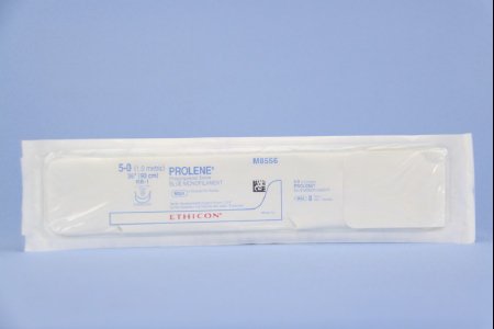 Picture of Suture with Needle Prolene™ Nonabsorbable Uncoated Blue Suture Monofilament Polypropylene Suture Size 5 - 0 36 Inch Suture Double-Armed 17 mm Length 1/2 Circle Taper Point NeedleM8556