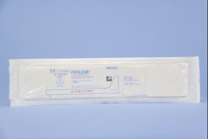 Picture of Suture with Needle Prolene™ Nonabsorbable Uncoated Blue Suture Monofilament Polypropylene Suture Size 5 - 0 36 Inch Suture Double-Armed 17 mm Length 1/2 Circle Taper Point NeedleM8556
