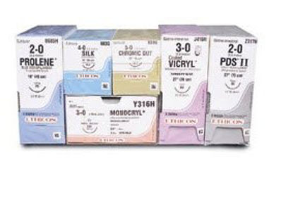 Picture of Suture with Needle Ethilon™ Nonabsorbable Uncoated Green Suture Monofilament Nylon Size 6 - 0 18 Inch Suture 1-Needle 11 mm Length 3/8 Circle Reverse Cutting NeedleG697G