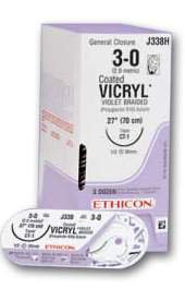 Picture of Suture with Needle Coated Vicryl™ Absorbable Coated Violet Suture Braided Polyglactin 910 Size 0 27 Inch Suture 1-Needle 26 mm Length 1/2 Circle - Compound Curve Taper Point NeedleJTN0G