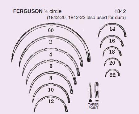 Picture of Suture Needle Anchor™ 1/2 Circle Taper Point Needle Ferguson Type Size 00 Needle1842-00DC
