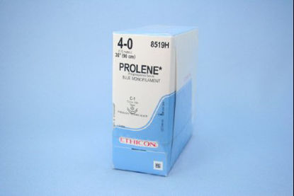 Picture of Suture with Needle Prolene™ Nonabsorbable Uncoated Blue Suture Monofilament Polypropylene Suture Size 4 - 0 36 Inch Suture Double-Armed 12 mm Length 3/8 Circle Taper Point Needle8519H