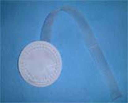 Picture of Ventral Hernia Repair Mesh Ventralex® Nonabsorbable Polypropylene Monofilament / ePTFE Mesh 1-7/10 Inch Diameter Small Circle with Strap Style White Sterile0010301