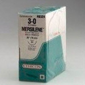 Picture of Suture with Needle Mersilene™ Nonabsorbable Uncoated Green Suture Braided Polyester Size 0 30 Inch Suture 1-Needle 36 mm Length 1/2 Circle Taper Point NeedleR424H