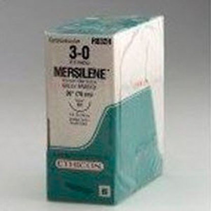 Picture of Suture with Needle Mersilene™ Nonabsorbable Uncoated Green Suture Braided Polyester Size 0 30 Inch Suture 1-Needle 36 mm Length 1/2 Circle Taper Point NeedleR424H