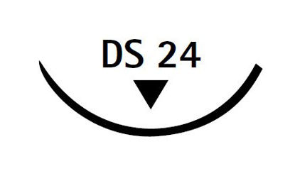 Picture of Suture with Needle Novosyn® Absorbable Coated Undyed Suture Braided Polyglycolide Size 3 - 0 27 Inch Suture 1-Needle 24 mm Length 3/8 Circle Reverse Cutting NeedleC0069235