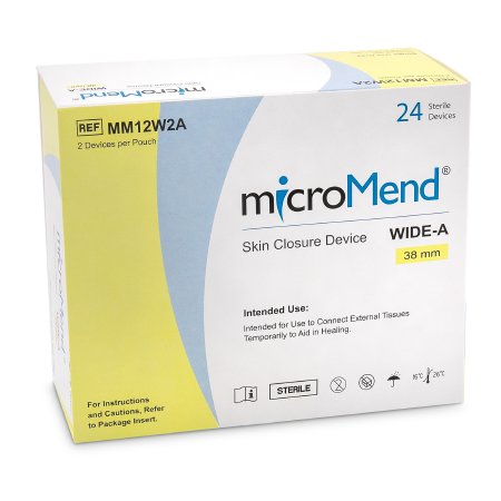 Picture of Skin Closure Strip MicroMend® 38 X 28 MM Polyurethane Film / Metal Cantilever Spring Strip Clear / MetalMM12W2A