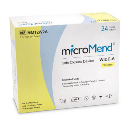 Picture of Skin Closure Strip MicroMend® 38 X 28 MM Polyurethane Film / Metal Cantilever Spring Strip Clear / MetalMM12W2A