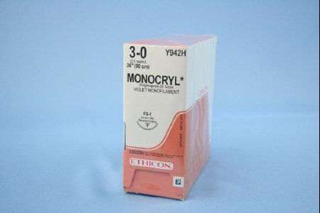 Picture of Suture with Needle Absorbable Uncoated Undyed Suture Chromic Gut Size 3 - 0 36 Inch Suture 1-Needle 36.4 mm Length 1/2 Circle Taper Cut Needle942H