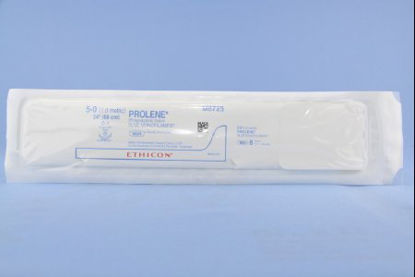 Picture of Suture with Needle Prolene™ Nonabsorbable Uncoated Blue Suture Monofilament Polypropylene Suture Size 5 - 0 24 Inch Suture Double-Armed 12 mm Length 3/8 Circle Taper Point NeedleM8725