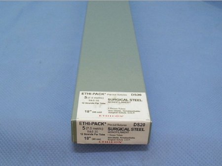 Picture of Suture without Needle ETHI-PACK™ Stainless Steel Nonabsorbable Uncoated Size 4 - 0 18 Inch SutureDS32