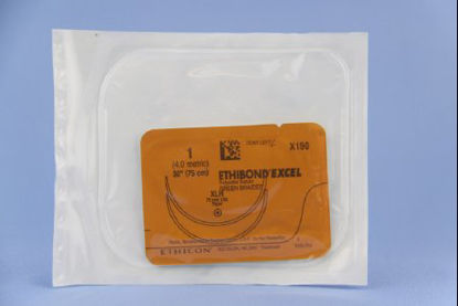 Picture of Suture with Needle Ethibond Nonabsorbable Coated Green Suture Braided Polyester Size 1 30 Inch Suture Double-Armed 70 mm Length 1/2 Circle Taper Point NeedleX190G