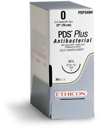 Picture of Antibacterial Suture with Needle PDS Plus™ Absorbable Uncoated Violet Suture Monofilament Polydioxanone with Irgacare MP Antibacterial Suture Size 2 - 0 27 Inch Suture 1-Needle 26 mm Length 1/2 Circle Reverse Cutting NeedlePDP969H