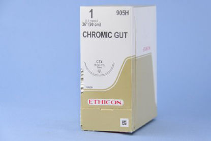 Picture of Suture with Needle Absorbable Uncoated Undyed Suture Chromic Gut Size 1 36 Inch Suture 1-Needle 48 mm Length 1/2 Circle Taper Point Needle905H