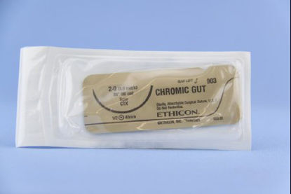 Picture of Suture with Needle Absorbable Uncoated Undyed Suture Chromic Gut Size 2 - 0 36 Inch Suture 1-Needle 48 mm Length 1/2 Circle Taper Point Needle903H