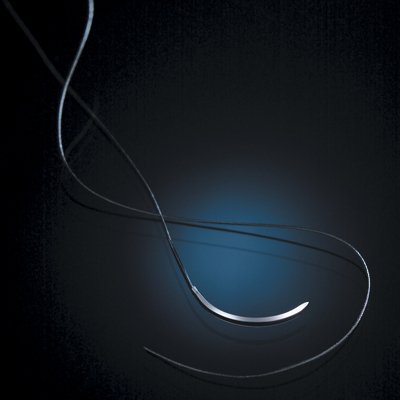 Picture of Suture with Needle Silkam® Nonabsorbable Coated Black Suture Braided Silk Size 0 75 cm Suture 1-Needle 26 mm Length 1/2 Circle Taper Point NeedleC0760439