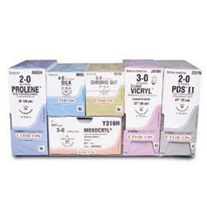 Picture of Suture with Needle Coated Vicryl™ Absorbable Coated Undyed Suture Braided Polyglactin 910 Size 2 - 0 27 Inch Suture 1-Needle 30 mm Length 3/8 Circle Reverse Cutting NeedleJ596H