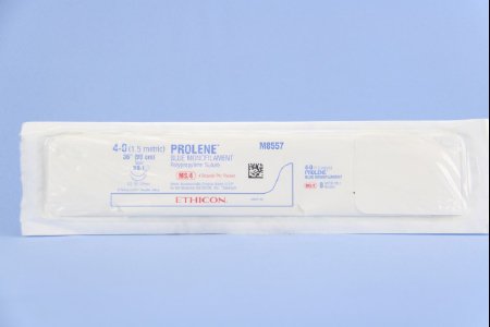 Picture of Suture with Needle Prolene™ Nonabsorbable Uncoated Blue Suture Monofilament Polypropylene Suture Size 4 - 0 36 Inch Suture Double-Armed 17 mm Length 1/2 Circle Taper Point NeedleM8557