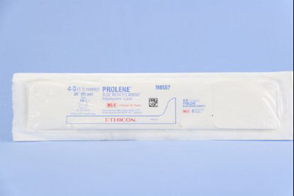 Picture of Suture with Needle Prolene™ Nonabsorbable Uncoated Blue Suture Monofilament Polypropylene Suture Size 4 - 0 36 Inch Suture Double-Armed 17 mm Length 1/2 Circle Taper Point NeedleM8557