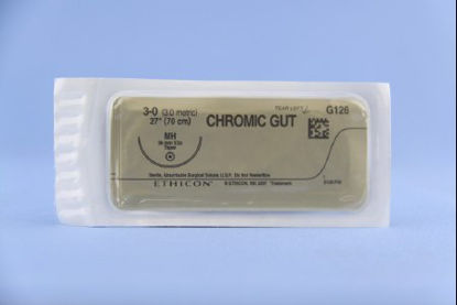 Picture of Suture with Needle Absorbable Uncoated Undyed Suture Chromic Gut Size 3 - 0 27 Inch Suture 1-Needle 36.4 mm Length 1/2 Circle Taper Point NeedleG126H