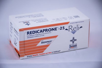 Picture of Suture with Needle Reli® Absorbable Uncoated Undyed Suture Monofilament Poliglecaprone Size 1 36 Inch Suture 1-Needle 13 mm Length 1/2 Circle Taper Point NeedleMS347-SI