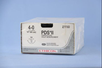 Picture of Suture with Needle PDS™ II Absorbable Uncoated Violet Suture Monofilament Polydioxanone Size 4 - 0 18 Inch Suture 1-Needle 26 mm Length 1/2 Circle Taper Point NeedleZ773D