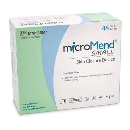 Picture of Skin Closure Strips MicroMend® 12 X 28 mm Polyurethane Film / Metal Cantilever Spring Strip Clear / MetalMM12SM4