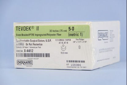 Picture of Suture without Needle Deknatel Tevdek® Braided Polyester Nonabsorbable Coated Size 2 - 0 18 Inch Suture7-914