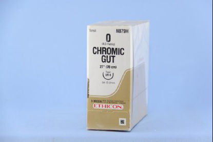 Picture of Suture with Needle Absorbable Uncoated Undyed Suture Chromic Gut Size 0 27 Inch Suture 1-Needle 26 mm Length 5/8 Circle Taper Point NeedleN879H