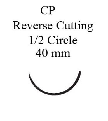 Picture of Suture with Needle Absorbable Uncoated Undyed Suture Chromic Gut Size 1 27 Inch Suture 1-Needle 40 mm Length 1/2 Circle Reverse Cutting Needle805H