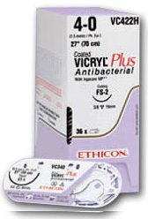Picture of Antibacterial Suture without Needle Coated Vicryl™ Plus Braided Polyglactin 910 with Irgacare MP Antibacterial Suture Absorbable Coated Size 2 - 0 18 Inch SutureVCP105G