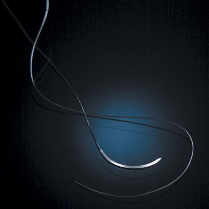 Picture of Suture with Needle Silkam® Nonabsorbable Coated Black Suture Braided Silk Size 5 - 0 45 cm Suture 1-Needle 13 mm Length 3/8 Circle Reverse Cutting NeedleC0766194