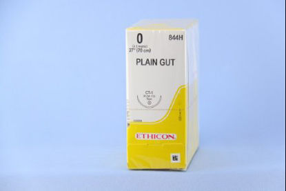 Picture of Suture with Needle Absorbable Uncoated Undyed Suture Plain Gut Size 0 27 Inch Suture 1-Needle 36 mm Length 1/2 Circle Taper Point Needle844H