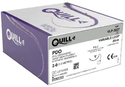 Picture of Suture with Needle Quill™ Knotless Tissue-Closure Device, Monoderm™ Absorbable Coated Violet Suture Barbed Monofilament PDO (Polydioxanone) Size 2 - 0 20 cm Suture 1-Needle 19 mm Length 3/8 Circle Reverse Cutting NeedleVLP-3027