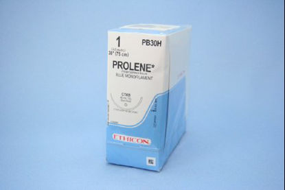 Picture of Suture with Needle Prolene™ Nonabsorbable Uncoated Blue Suture Monofilament Polypropylene Suture Size 1 30 Inch Suture 1-Needle 48 mm Length 1/2 Circle Blunt Point NeedlePB30H