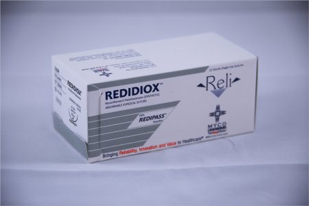 Picture of Suture with Needle Reli® Absorbable Uncoated Violet Suture Monofilament Polydioxanone Size 2 - 0 27 Inch Suture 1-Needle 40 mm Length 1/2 Circle Reverse Cutting NeedleML195-SI